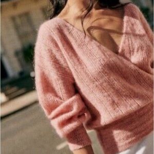 Sézane Pink V-Neck Sweater